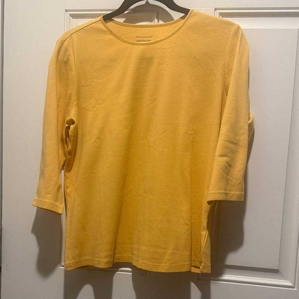 Christopher & Banks Golden Yellow Scoop Neck Tee